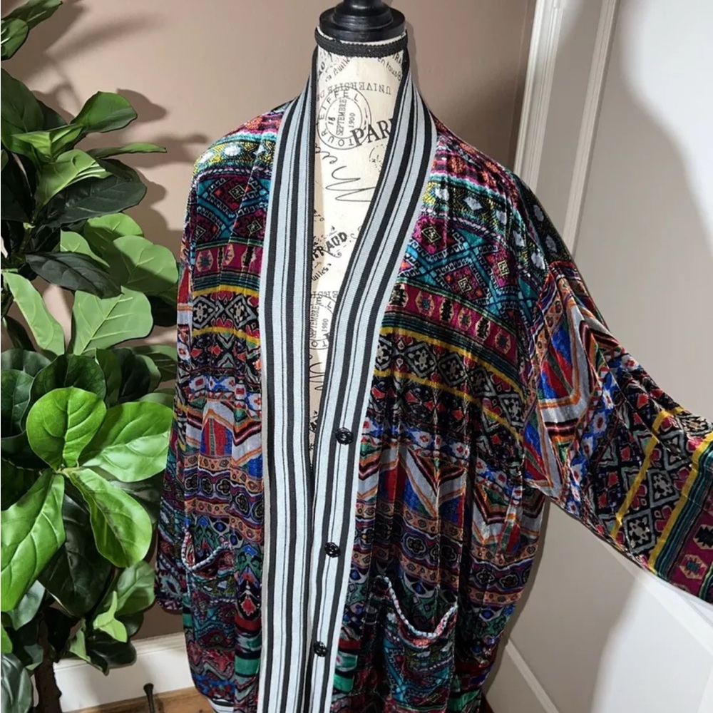 New Johnny Was Silk & Velvet Reversible Kimono Bomber Jacket XL NWT